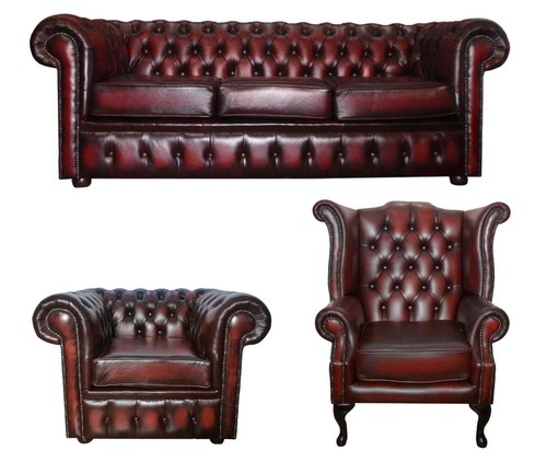 Chesterfield pelle tre posti - pelle,